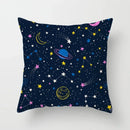 Axyaa Space Cat Moon Cushion Cover Universe Sun Planet Rocket Pillowcase