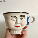 Axya Ceramic Human Face Coffee Cup Set of 2