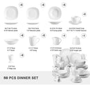 Axyaa Elisa 50-Piece Tableware Set - Cups, Plates, Bowls, Mugs, Egg Cups, Saucers