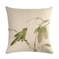 Axyaa Vintage Bird Pattern Cotton Linen Throw Pillow Cover for Sofa