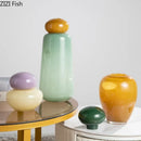 Axyaa Glass Vase with Cover: Decorative Desk & Room Aesthetic Floral Pot