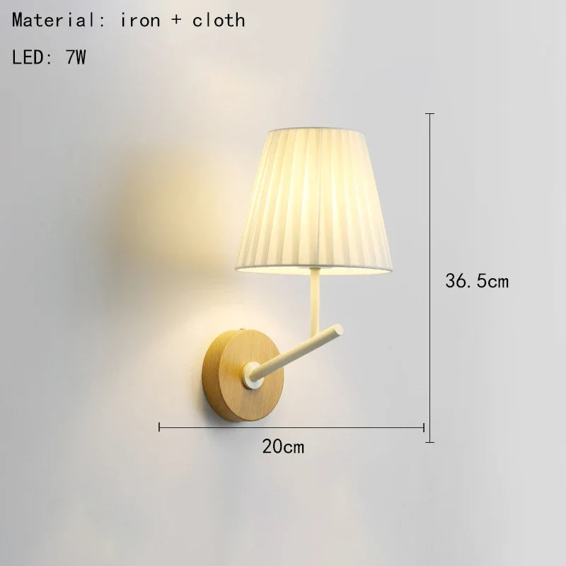 Axyaa White Cloth LED Wall Lamp with Changeable Silver Metal Sconce