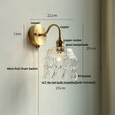 Axyaa Nordic LED Wall Light with Pull Chain Switch, Crystal Glass Copper Lamp