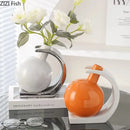 Axyaa Ceramic Vase Potted Plant Modern Home Desk Decoration Flower Arrangement