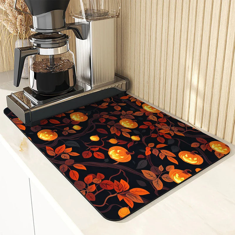 Axyaa Halloween Maple Absorbent Draining Mat for Kitchen and Bathroom