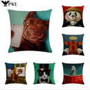 Axyaa Animal Oil Painting Pillowcase: Flax Sofa Cushion Adornment Cover