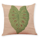 Axyaa Big Leaf Pattern Linen Pillowcase 45x45cm for Car Sofa Home Décor