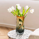 Axyaa Enamel Color Crystal Glass Vase, High-End Transparent Glass, Elegant Living Room Decor
