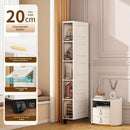 Axyaa Slim Storage Cabinet, 5-Tier Rolling Organizer, Space-Saving Shelf White