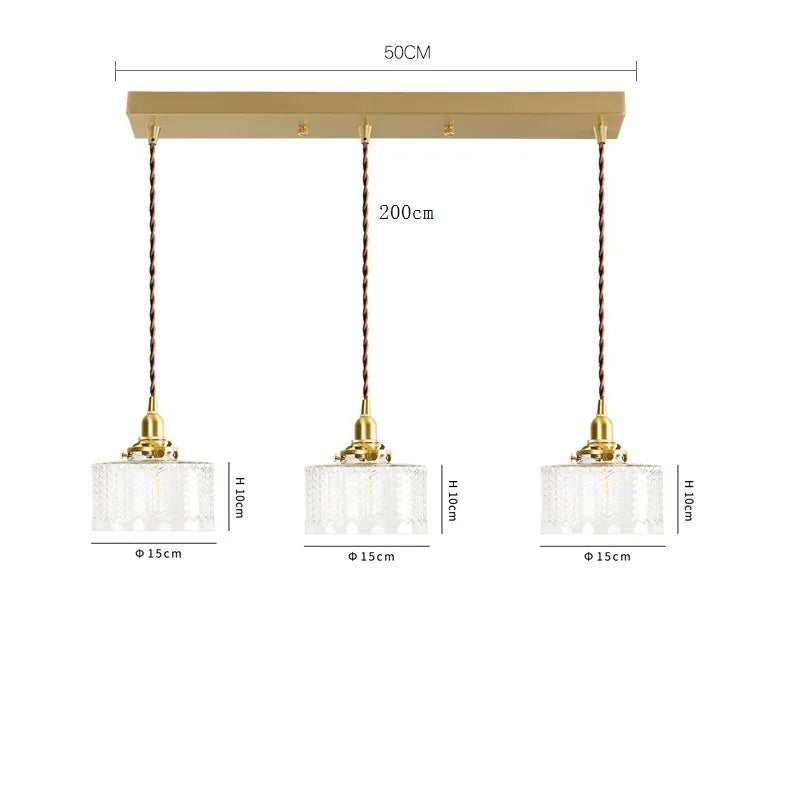 Axyaa Clear Glass LED Pendant Light: Nordic Style Copper Hanging Lamp