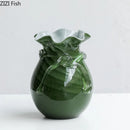 Axyaa Green Wave Glass Vase Desk Decoration Floral Room Decor Aesthetic Flower Pot