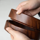 Axya Solid Wood Dessert Plate Set, Walnut Round Tea Tray, Stackable Japanese Tableware