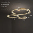 Axyaa Gold Crystal Pendant Lights Dimmable Luxury LED Irregular Ring