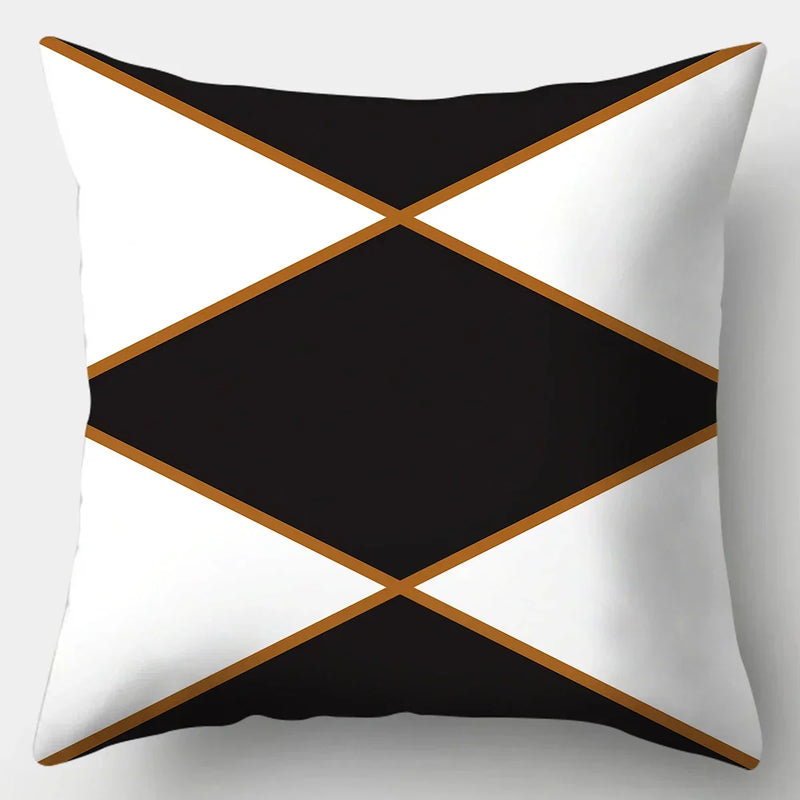 Axyaa Black White Modern Cushion Cover 45x45cm Polyester Decorative Pillow Case