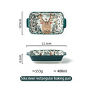 Axyaa Forest Animals Ceramic Bakeware with Handle Baking Pan Kitchen Tableware Salad Bowl