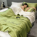 Axyaa Silk Summer Quilt: Embroidered Ice Cooling Comforter Bed Blanket