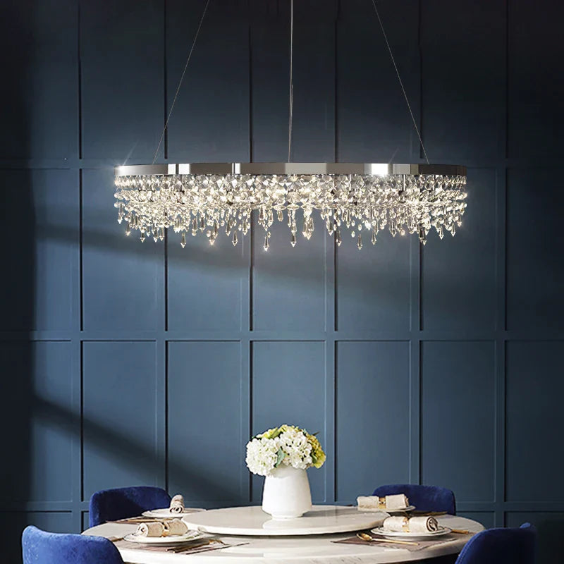 Luxury Crystal LED Chandelier by Axyaa - Elegant Circle Rings Design for Stylish Living Room Decor