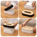 Bamboo Tissue Box Holder Decorative Napkin Case by Axyaa for Home Storage