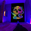 Axyaa Colorful Kiss Skull Hippie Tapestry Wall Hanging Home Decor