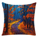 Axyaa Retro Landscape Oil Painting Linen Pillowcase 45*45cm for Living Room Sofa