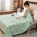 Axyaa Cotton Throw Blanket: Breathable Summer Comforter Quilt, Letter Leaf Design.