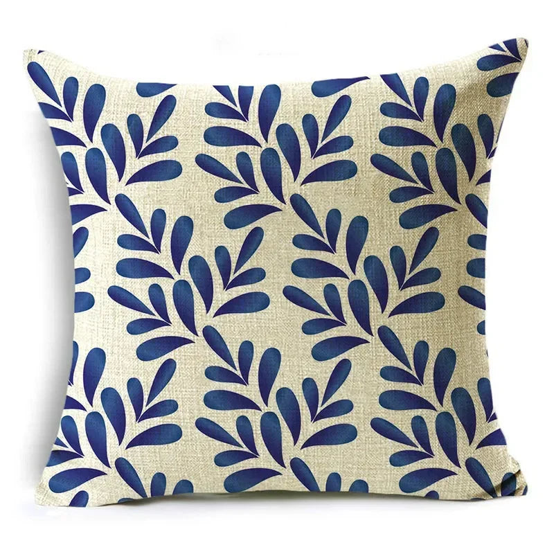 Axyaa Blue & White Porcelain Pattern Pillowcase - Sofa Decor 40cm/45cm/50cm