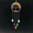 Axyaa 7 Chakra Agate Dream Catcher Moon Gemstone Wind Chime Home Decor