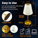 Axyaa Crystal Diamond Touch Lamp - Rechargeable Bedside Night Light