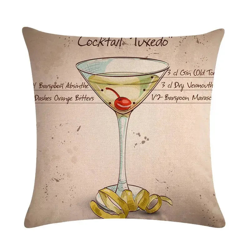 Martini Tequila Print Cushion Cover - Creative Home Decor by Axyaa