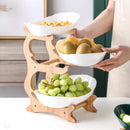 Axyaa 2/3 Layer Wooden Dinnerware Set - Partitioned Fruit Bowl, Candy Trays, Salad Bowl
