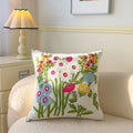 Axyaa Pastoral Flower Embroidery Canvas Pillowcase - 45x45cm Square Cushion Cover