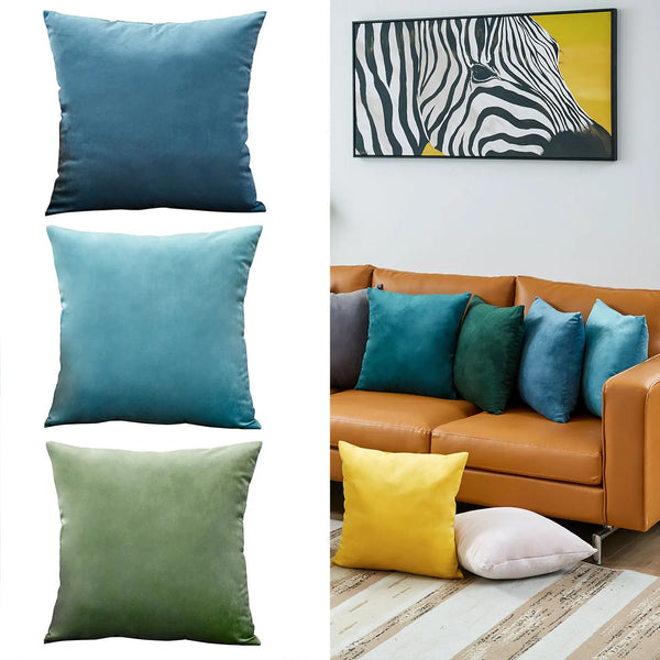 Blue Velvet Throw Pillow Cover - Axyaa Home Decoration Pillowcase