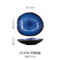 Axyaa Blue Ceramic Tableware Set - Steak Plate, Salad Bowl, Fish Plate, Sauce Dish