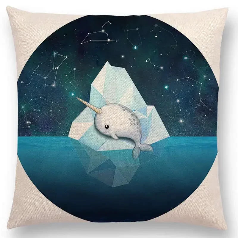 Cute Cat Moon Night Wonderland Witch Halloween Dance Pillow Cover by Axyaa