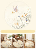 Axyaa Butterfly Pattern Plush Round Carpet for Cream Style Bedroom Decor and Living Room