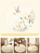 Axyaa Butterfly Pattern Plush Round Carpet for Cream Style Bedroom Decor and Living Room