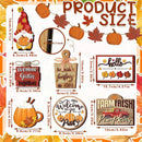 Axyaa Rustic Fall Farmhouse Decor Set: Pumpkin Leaf Garland, Autumn Tabletop Signs