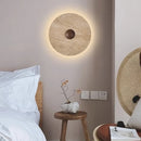 Axyaa Round Wood LED Wall Lights Balcony Hallway Staircase Sconce - Wabi Sabi Yellow Stone Wall Lamp