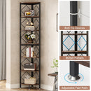 Axyaa 7-Tier Tall Corner Bookcase: Industrial Slim Bookshelf for Small Spaces