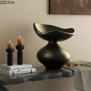Axyaa Minimalist Abstract Resin Vase with Artificial Flowers Desk Decor
