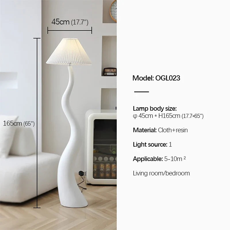 Axyaa Curved Nordic Cream Floor Lamp for Living Room & Bedroom