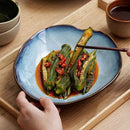 Axyaa Flame-Killed Ceramic Irregular Plate Restaurant Sushi Salad Pasta Molecular Cuisine Tableware