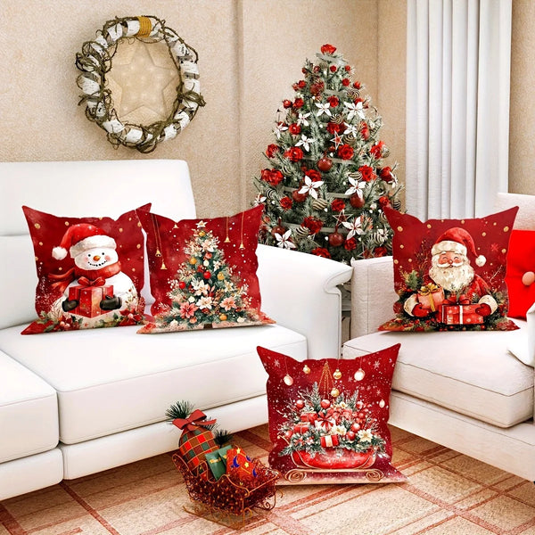 Christmas Pillowcase Set by Axyaa - Festive Sofa Cushion Covers for Home Decor