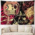 Axyaa Mushroom Skull Psychedelic Tapestry Sunshine Hippie Flowers Wall Tapestry