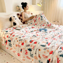Axyaa Christmas Flannel Blanket with Xmas Tree Stocking Print, Soft Fleece Plush Bed Cover