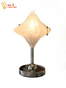 Axyaa Vintage Star Table Lamp with USB Charging - Artistic Glass Shade Bedside Light