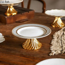 Axyaa Ceramic Dessert Plate Set. High-Footed, European-Inspired Design for Elegant Dining.