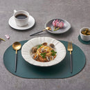 Axyaa Double Sided Oval Faux Leather Placemat Set for Home Decor