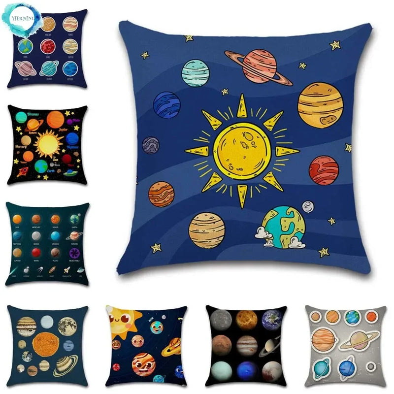 Solar System Sun Planet Print Cushion Cover 45X45CM for Axyaa Brand