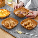 Axyaa Wood Grain Snack Plates - Food Dishes for Kitchen Storage & Serving